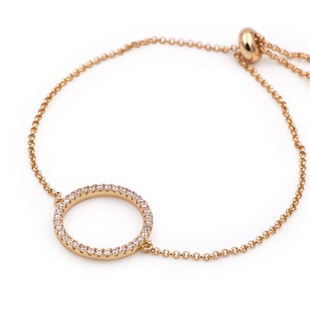 Round Diamond 14K (or 18k upon request) Yellow Gold Halo Bracelet